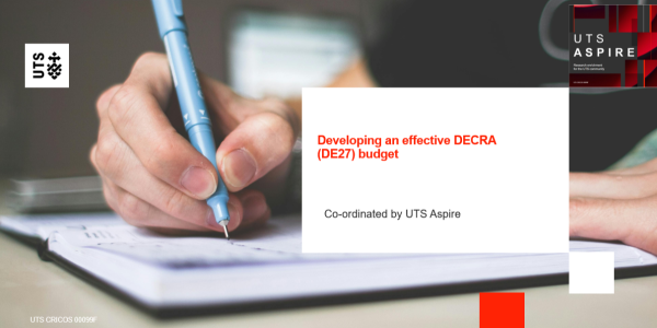 Developing an effective DECRA (DE27) budget