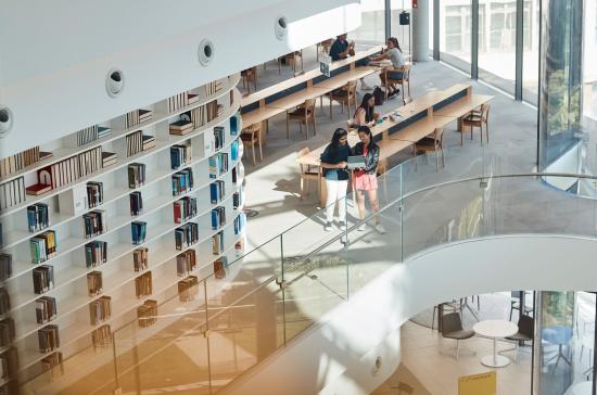 High angle image of library reading room