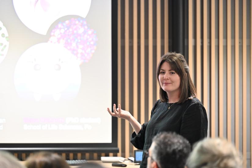 Dr Claire Richards speaking at Research Cafe