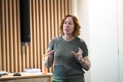 Dr Margaret Malone speaking at Research Cafe